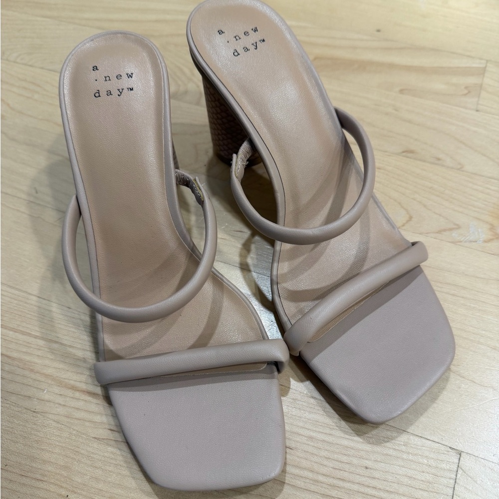 a new day Beige Double-Strap Block Heel Sandals